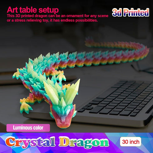 30 inch 3D Dark,3D 3-D 5-7,Desk Large Printed Dragon Glow in the Dragons Figurine Toy,Big Printed Dragon,Surprised Gift