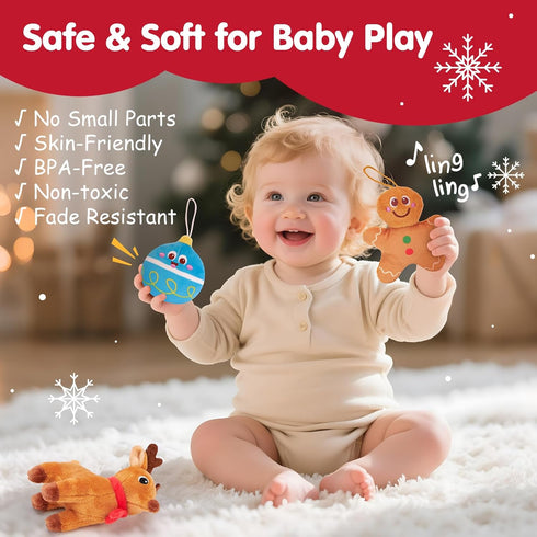 612 Set hahaland Baby Toy for Months Musical & Sensory Plush Toy with Gingerbread House, Santa, Reindeer & Rattles