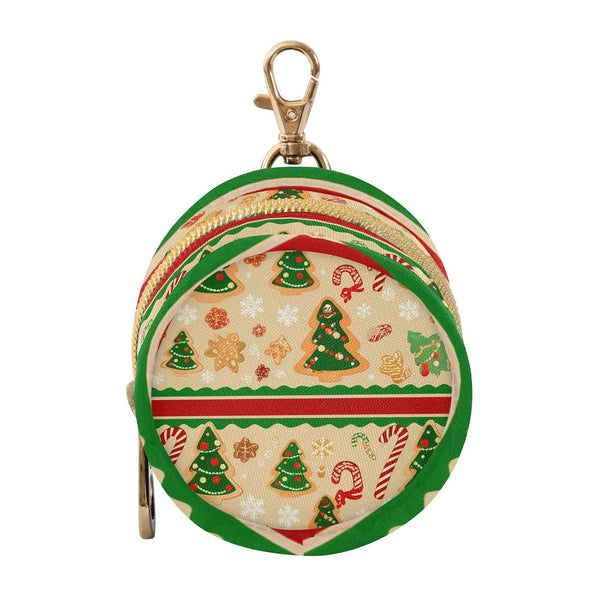 Christmas Elements Round Pacifier Storage Case with Zipper, Portable Pacifier Case for
