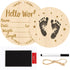 KINYFY 5.9 Inch Baby Birth Announcement Sign, Round Hello World Newborn Signs with