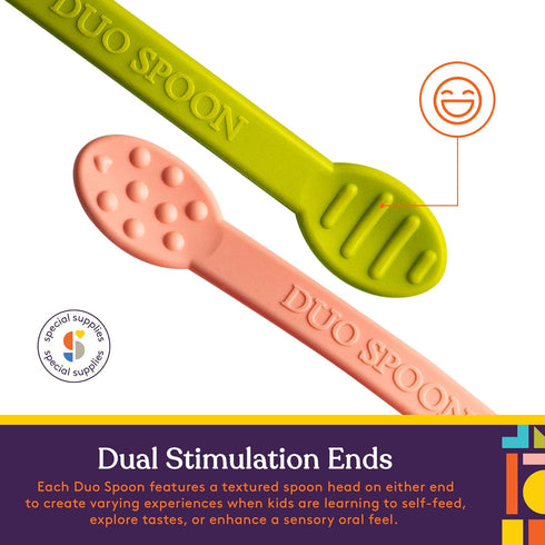 3 Pack, Special Supplies Duo Spoon Oral Motor Therapy Tools, Textured Stimulation and Sensory Input Treatment