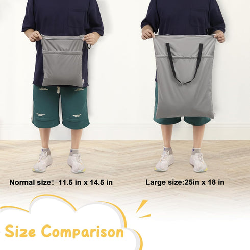 2 Pack 25x18 inches ALVABABY Large Wet Dry Bag Waterproof Hanging Cloth Diaper with Double Zippered Pockets (Feather