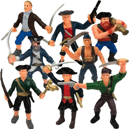 ArtCreativity Pirate Action Figures Playset, Set of 8 Plastic Pirates Figures in Assorted Poses, Toys for Kids
