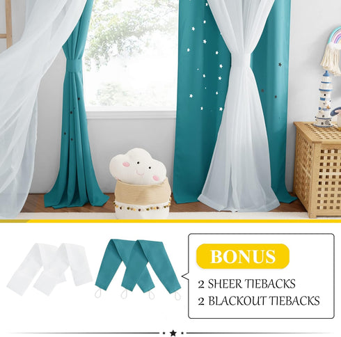 Grommet Set 2 52 84 inches, NICETOWN Star Blackout Curtains for Kids Bedroom, Top Curtains for Nursery Living Room