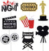 Movie Night Cupcake Toppers Decoration Pack of 24 Glitter Cake Toppers for Birthday Party Baby Shower Theme Supplies