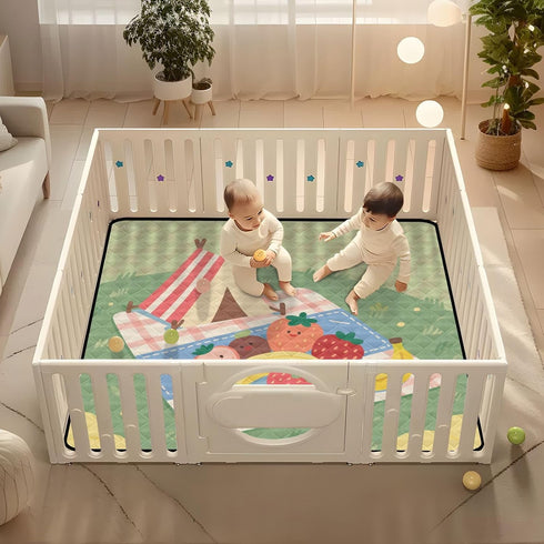 EtherSpher 50'' 50''tapete Cartoon Field Picnic Fruits Green Soft Foam Baby Gym Play mat for Indoor Outdoor Lightweight