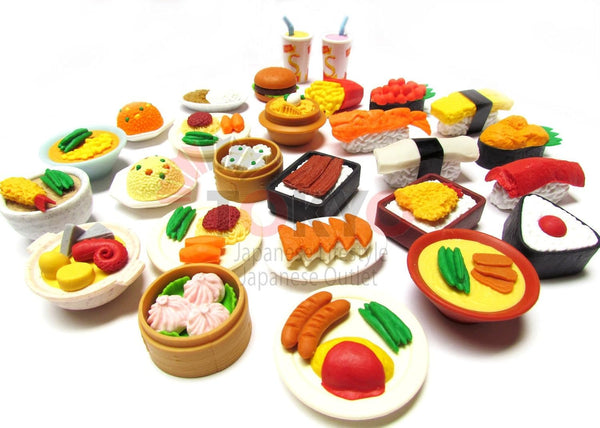20 Assorted IWAKO Japanese Puzzle Erasers - Restaurant Food Collection (Randomly Selected)