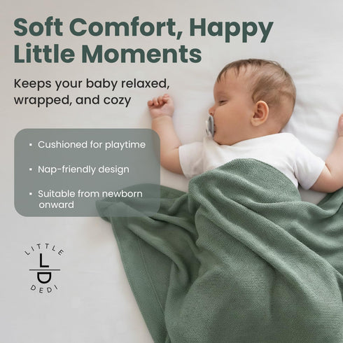30x40 Inches Hypoallergenic Baby Blanket - Green, Oeko-TEX Certified, Thermal-Regulating, Soft Knit for Girls & Boys