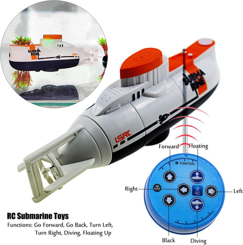 Tipmant RC Submarine Toy Remote Control Boat Underwater Diving Waterproof for Fish Water Tank Kids Birthday Gift