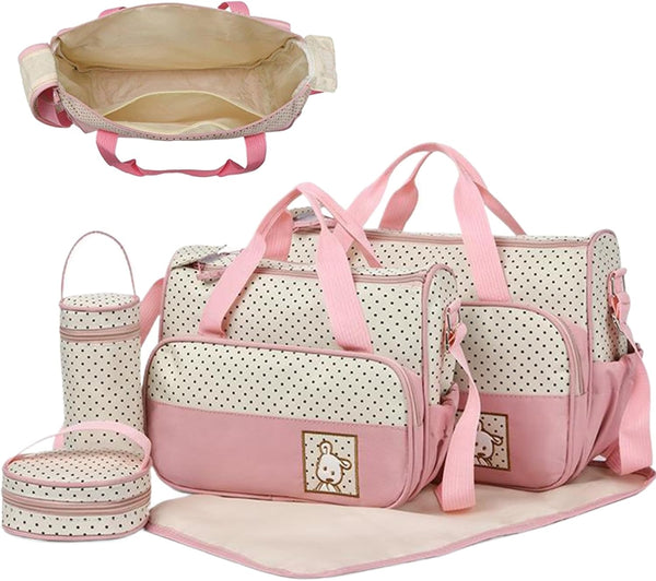 CNAFGBGG Diaper Bags for Baby Boy 5PCS/Set Water & Dust Proof Multi-functional Diaper