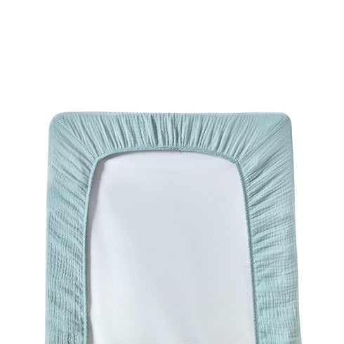 Muslin Changing Pad Cover for Baby Boys Girls, Ultra Soft Breathable Fitted Sheets (Light Blue)