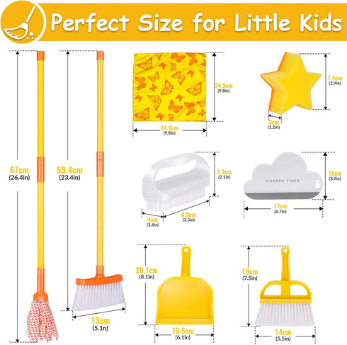 Set, 8 Set, Masthome Kids Cleaning Piece Cleaning Toys Includes Mop, Broom, Brush, Dustpan, Microfiber Cloth, Cleaning