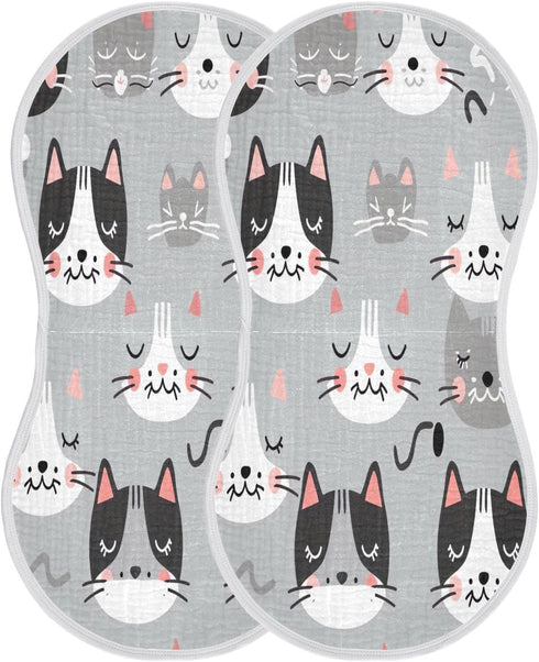 YETTASBIN Cute Cat Muslin Baby Burp Cloth, Super Soft Absorbent Cotton Burp Rag Baby Bibs Feeding Cloth for Newborn