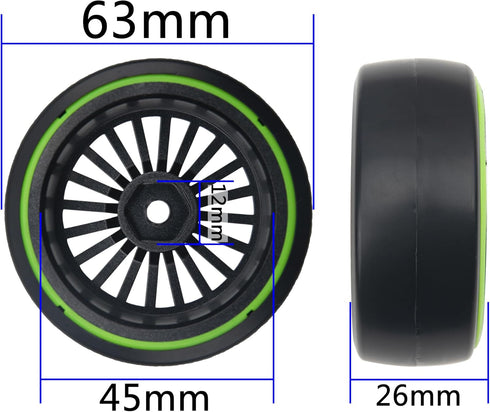 4Pack ShareGoo 1/10 RC Drift Car Tires, Plastic Tyres and 12mm Hex Hard Plastic Wheel Rims for Traxxas HSP Tamiya