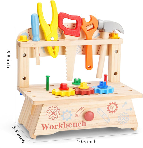 Set, Set 3 3 4 5 REXBETI Kids Tool Wooden Toddler Tool with Apron, Toddler Tool Bench, Educational Montessori Toys