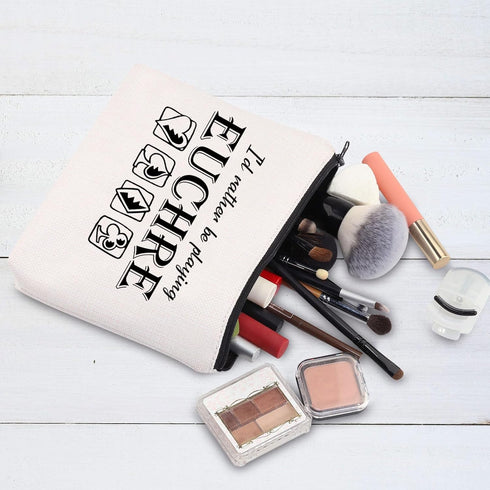G2TUP Euchre Player Makeup Bag - I'd Rather be Playing Euchre Card Game Gift Pouch