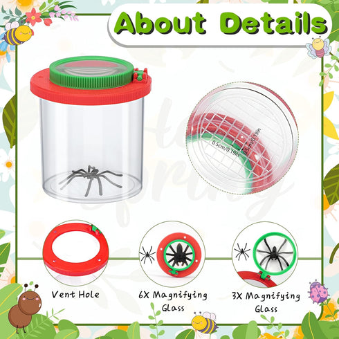 Coopay 24 Pieces Magnifying Insect Box - Bug Viewer Cage & Magnifier Container for Kids Science Exploration Tools