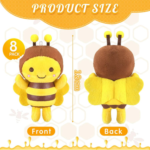 8 Pcs 5 Inch Stuffed Bees Plush Soft Toys, Realistic Cartoon Honey Bee Dolls for Birthday Party Decorations DIY (Vivid