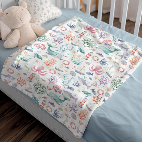 SqtmuHLuo Sea Animals Baby Blanket Boys Girl Gifts Ocean Whale Sea Turtle Octopus
