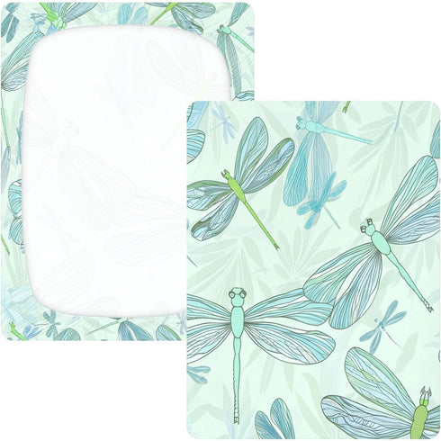 Dragonflies489 Blueangle Fitted Crib Sheet Standard Baby Crib Toddler Mattress - Cotton Soft Breathable Crib Sheets
