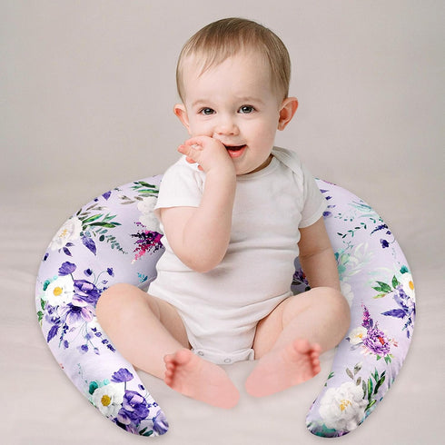 Floral Nursing Pillow Cover, Soft Breastfeeding Pillow Cover Purple, Removable Nursing Covers for Breastfeeding