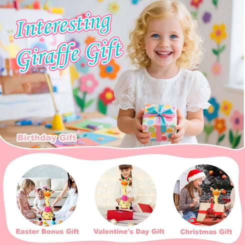 60 Say,Tummy Vodolo Talking Singing Dancing Giraffe Toy with Children's Song,Recharged Interactive Giraffe Plush