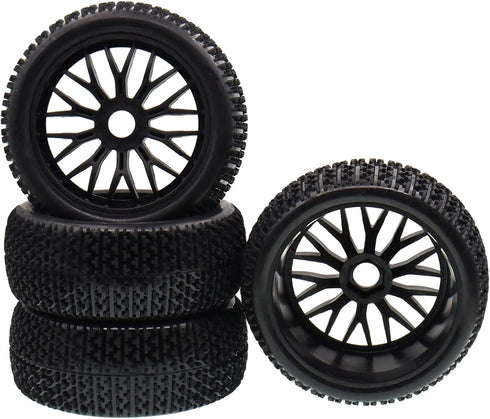 4PCS Treehobby Rubber RC Wheel Set, 112mm X 43mm with 17mm Hex Hub for 1/8 RC Buggy Off-Road Cars
