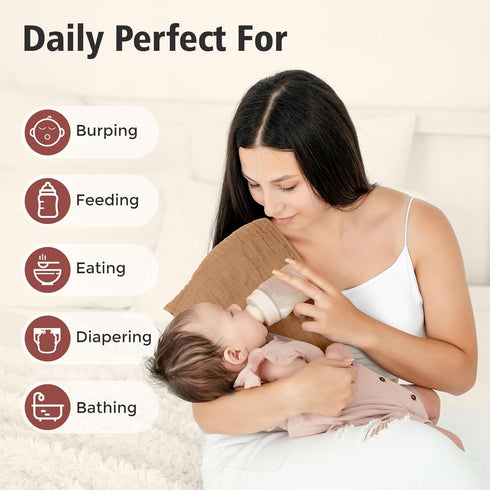 100% 20" 10", 6 Maliton Muslin Burp Cloths Cotton x Layer Absorbent for Baby Drool and Mess - Non-Irritating