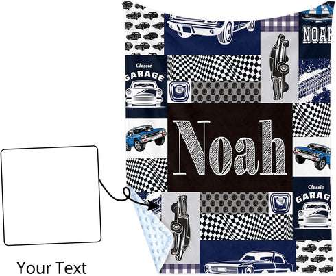 Cozy Personalized Baby Blanket for Boys, Personalized Baby Gifts, Custom Name Baby Blanket, Plush and Blanket with Navy