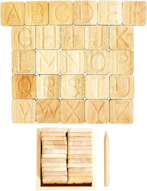 Montessori Wooden Alphabet Tracing Boards for Preschool Learning - Letter Formation Tools