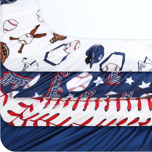 VitalCozy 4 Set 52 28 8 Inches Pcs Baseball Crib Sheet Newborn Bedding Nursery Baby Sheets for Girl Boys Baby Gifts