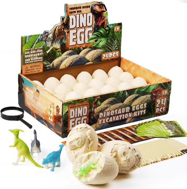 LAZUBDSLQ Dinosaur Eggs Toys Dig Kit, 24 Dino Eggs, Dinosaur Toy for Kids,