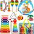 LOOIKOOS Wooden Toddler Musical Instruments Set, Educational Percussion Toys for Baby Kids with Carrying Bag