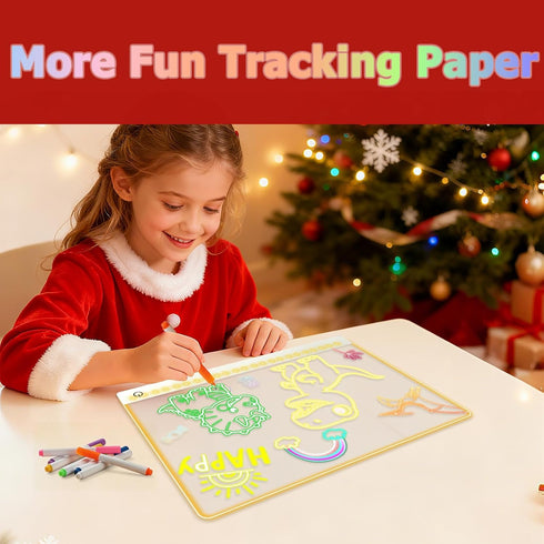 16 Inch 7 13.7"x10" 7 6-12 LED Drawing Board for Kids - USB C Rechargeable Color Light Up Acrylic Note Pad with Stand