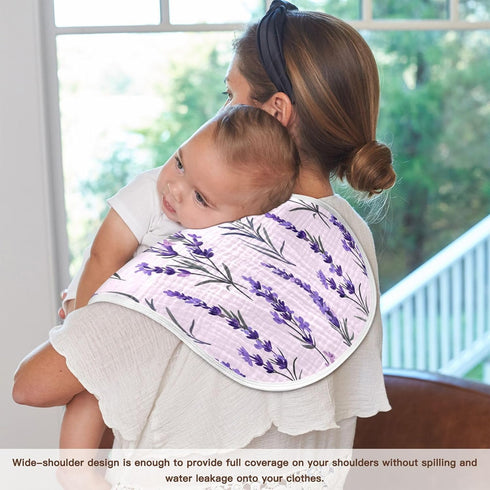 Bulletgxll Set 4, Lavender Bouquet Unisex Baby Burp Cloths of Soft Absorbent Organic Cotton Muslin Burping Cloths