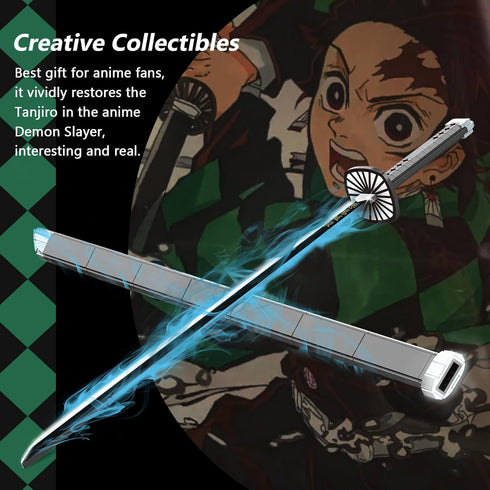 Demon Slayer Sword, 39.3in Tanjirou Sword Building Set with Scabbard and Stand, 759 Pieces