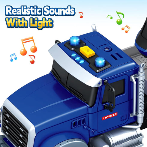 21" 3 4 5 6 3 1 3 4 5 6 SpringFlower Semi Truck Toy, Year Old Boys Toddlers Police Truck Toy with Racing Car