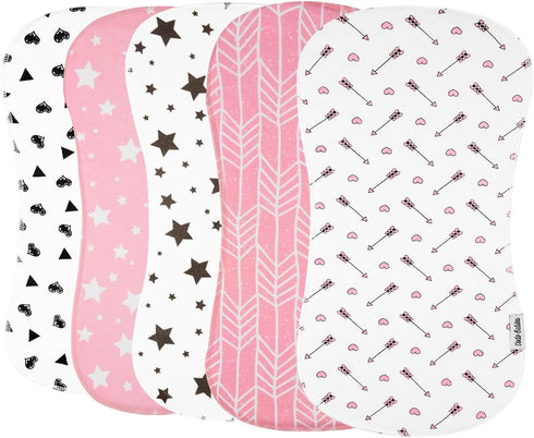 5-Pack 19 9 2 Dodo Babies Baby Burp Cloths - Soft & Absorbent Baby Spitup Cloths - Contoured Shape for Infant