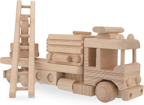 Wooden Fire Trucks, Fire Truck Toys for 3 Year Old Boys, DIY Handmade Realistic Toys for Preschool Learning Activities