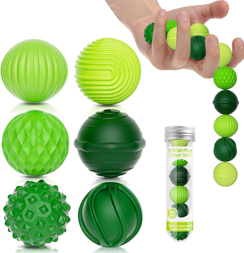 RIVGOT Silicone Magnetic Balls, Fidget Toys, 6-Pack Stress Relief Toys for Adults, Teens,