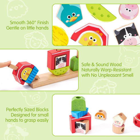 1-3 24 1 2 3 hahaland Montessori Wooden Brain Building Block for Toddler Stacking Toy Day & Night Puzzle Game