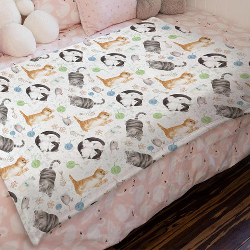 Watercolor Cats Baby Blanket, 30x40, Cute Cats Paws, Soft Flannel, Gift for Cat Lovers