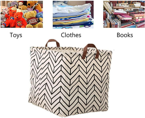 3 Pieces 13 Inch Square Storage Bin, Fabric Folding Storage Baskets with Handles, Organizer for Kid's Toy & Baby