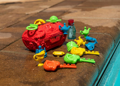 Wahu Mystery Key Treasure Challenge Pool Diving Toy Set for Kids Ages 5+, Underwater Treasure Chest and Key Diving Game