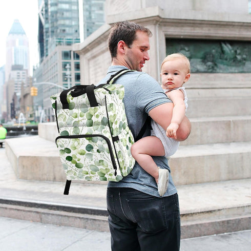 SUABO Backpack Beautiful Leaf Pattern Baby Diaper Bag Large Bag Waterproof Travel Diaper Bags for Moms and Dads