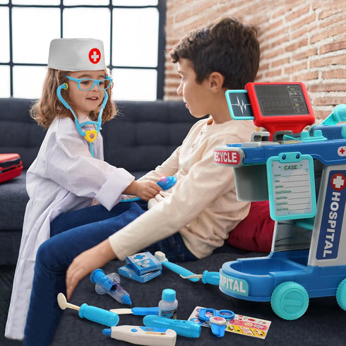 Doctor Kit for Toddlers 3-5, Dress Up Toys for 2-6 Year Old Girls, Pretend Play Doctor Set with Cart