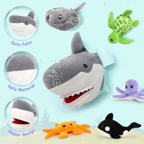 23in 5 Mommy Set, MorisMos Shark Stuffed Animal with Baby Plush Inside, Stuffed Shark Surprise Toy Cute Ocean Sea