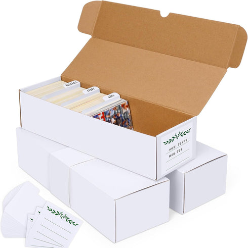 Trading Card Storage Box with Dividers, Cardboard Organizer Box for Baseball, Sports, Game Collection, Pack of 3