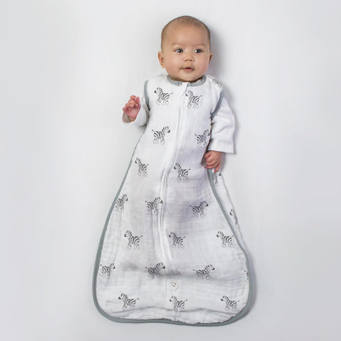 Amazing Baby Cotton Muslin Sleeping Sack, Wearable Blanket with 2-way Zipper, Zebras, Black, Medium (6-12 Month)