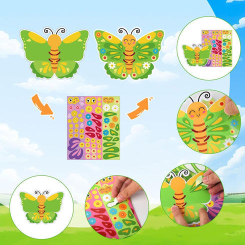 Hedeey 36 Packs Set, 36) Spring Butterflies Craft Kits for Kids,Make Your Own Butterfly Paper Craft Spring DIY Art
